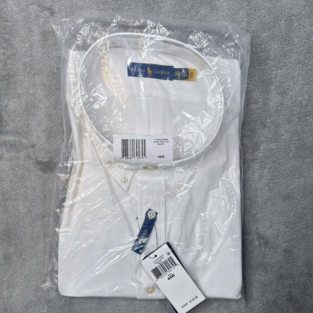 Ralph Lauren Button Up Mens 4XB White Oxford Long Sleeve Shirt NWT